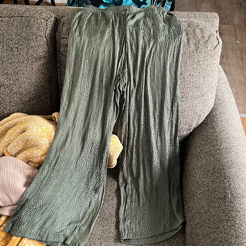Green silk dress pants